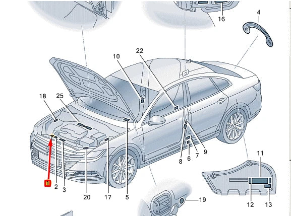 NEW VOLKSWAGEN ARTEON 3H7 REFRIGERANT AC TYPE PLATE LABEL 5QF010008A ORIGINAL