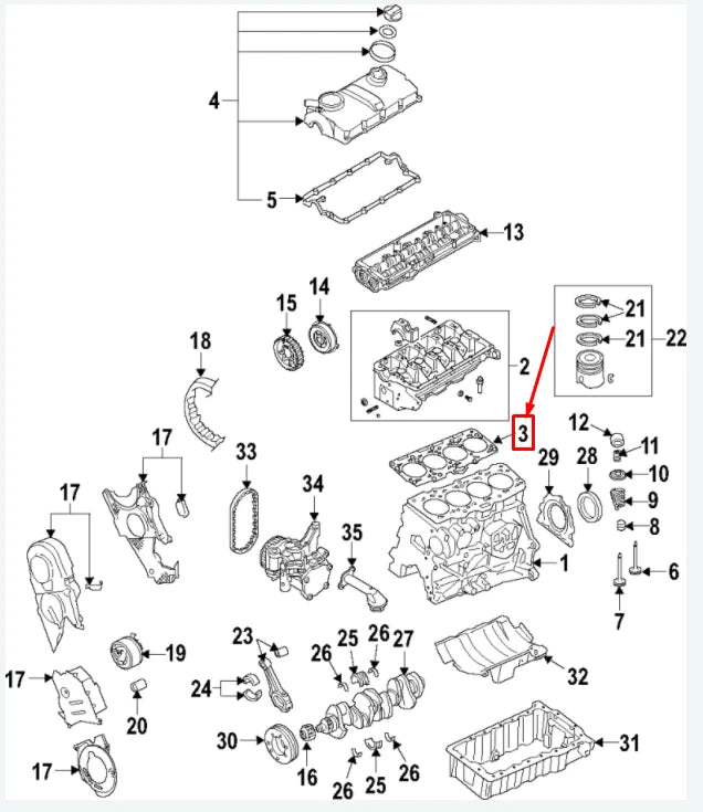 NEW AUDI A4 AVANT B8 ENGINE CYLINDER HEAD GASKET 04L103383BL ORIGINAL