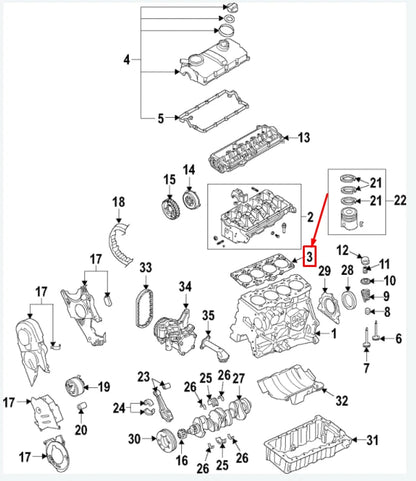 NEW AUDI A4 AVANT B8 ENGINE CYLINDER HEAD GASKET 04L103383BL ORIGINAL