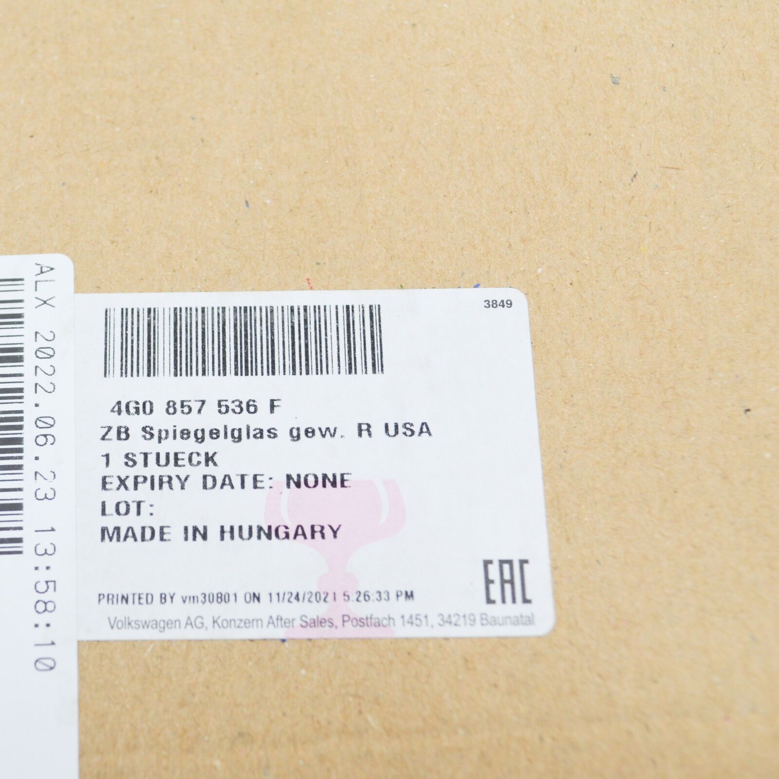 NEW AUDI A6 AVANT C7 FRONT RIGHT DOOR MIRROR GLASS 4G0857536F ORIGINAL