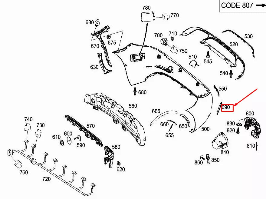 NEW MERCEDES-BENZ SLK R172 REAR RIGHT BUMPER AREA COVER A1728853600 ORIGINAL