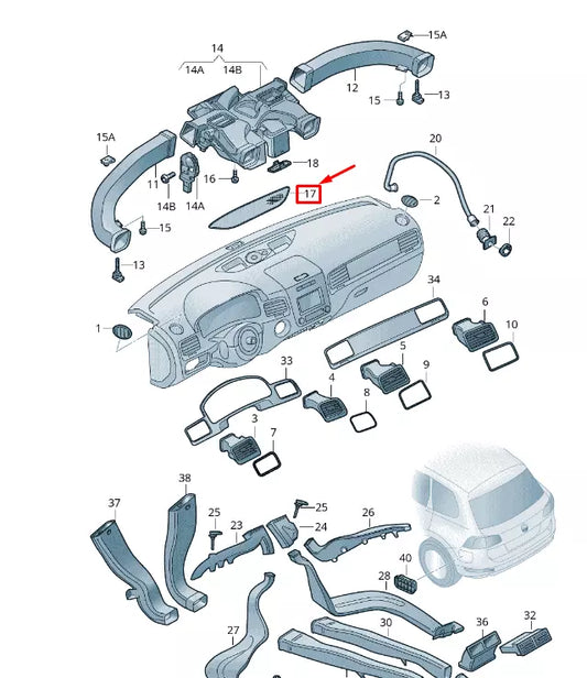 NEW VW TOUAREG 7P MK2 DASHBOARD AIR VENT TRIM 7P6819153A4A1