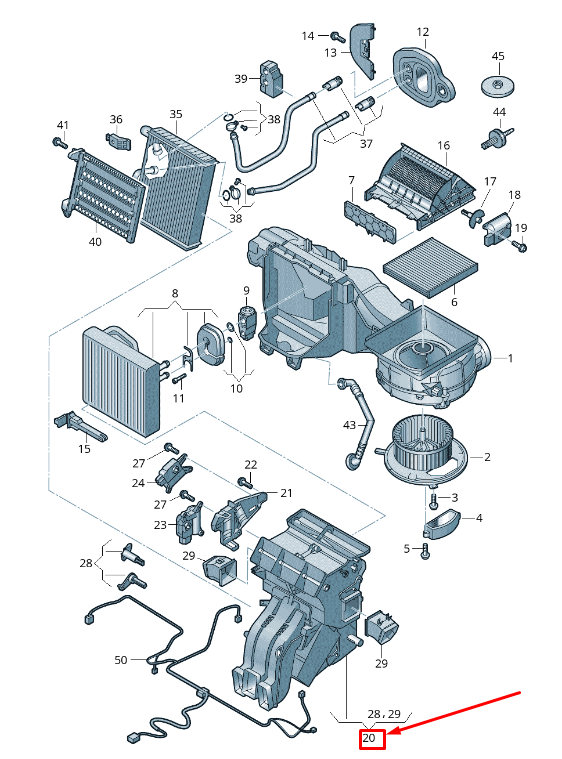 new audi tt fv air distribution housing lhd 8s1820353c original