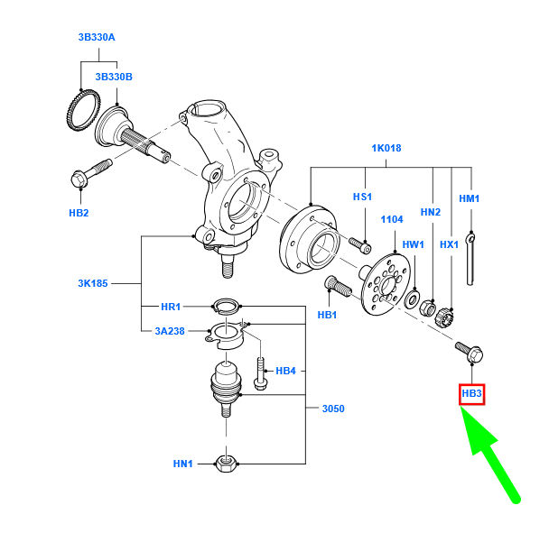 new ford transit mk3 front knuckle and hub bolt 1455130 w711141-s437 original