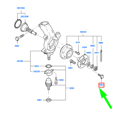 new ford transit mk3 front knuckle and hub bolt 1455130 w711141-s437 original