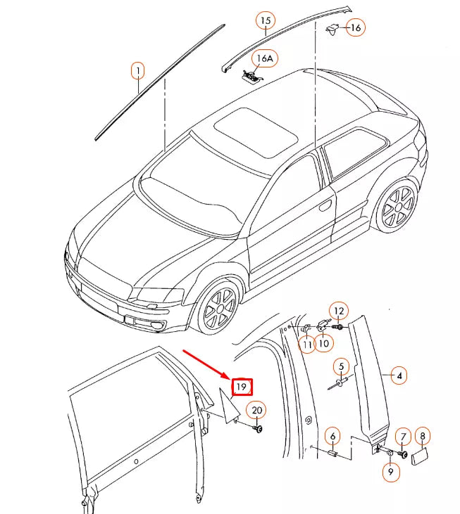 NEW AUDI A3 8P1 REAR LEFT OUTER CORNER TRIM 8P4853273CY9B