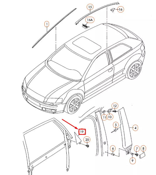 NEW AUDI A3 8P1 REAR LEFT OUTER CORNER TRIM 8P4853273CY9B