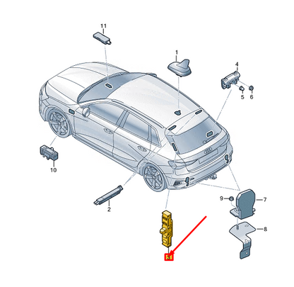 new audi a3 sportback 8y rear lid left side antenna amplifier 8y0035225a