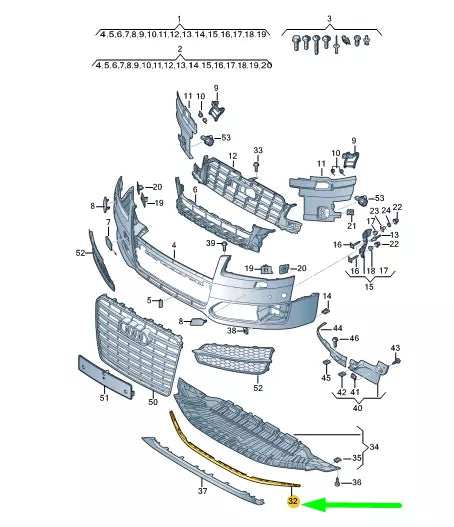 NEW AUDI A8 4H FRONT LOWER BUMPER SPOILER 4H0807110E ORIGINAL
