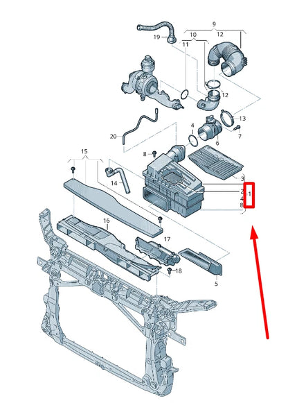 NEW VOLKSWAGEN TIGUAN 5N MK2 AIR FILTER BOX 5Q0129607BB ORIGINAL