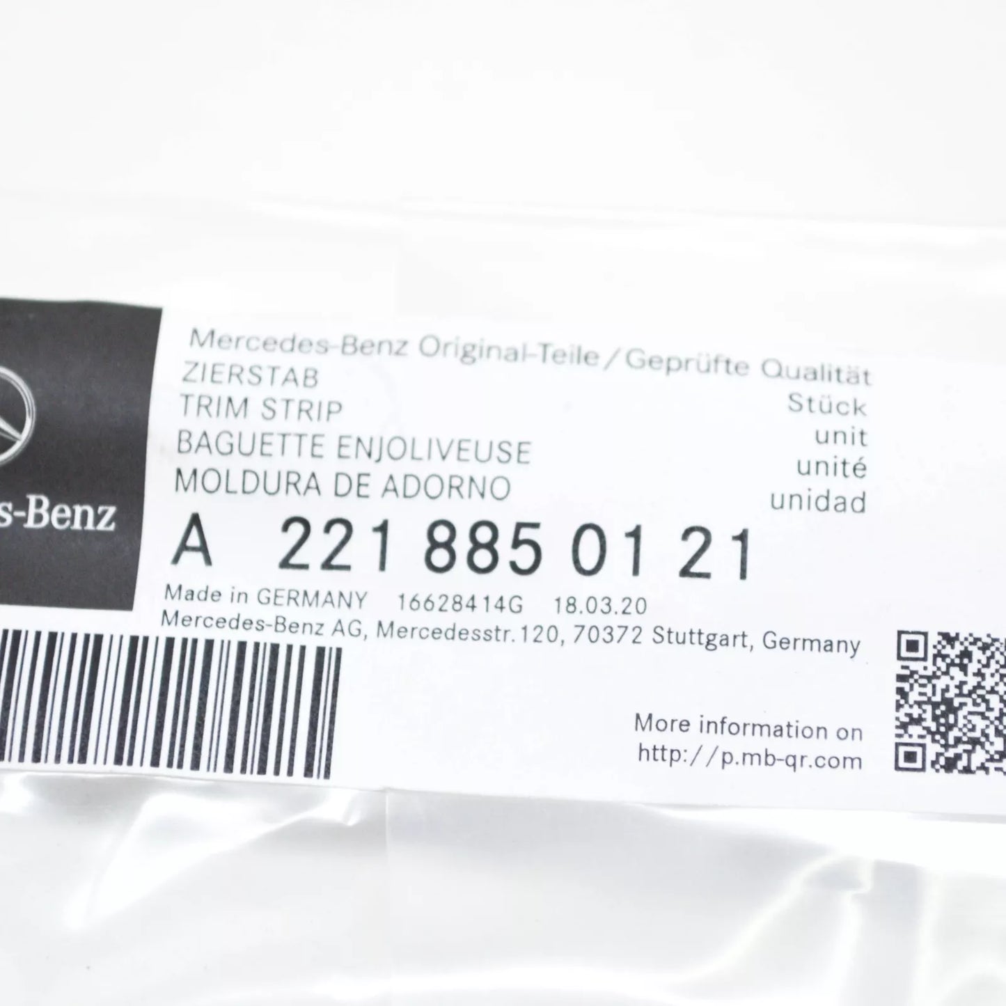 NEW MB S-CLASS W221 FRONT BUMPER LEFT LOWER CHROME TRIM A2218850121 ORIGINAL