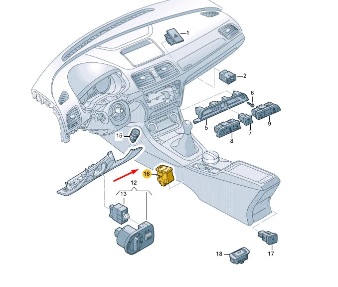 NEW AUDI Q3 8U ELECTROMECHANICAL PARKING BRAKE SWITCH 8U0927225F6PS ORIGINAL