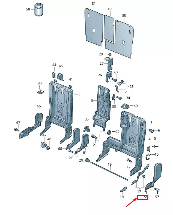 NEW VW TOUAREG 7P REAR LEFT OUTER SEATBACK FITT. COVER CAP 7P0885787D95T