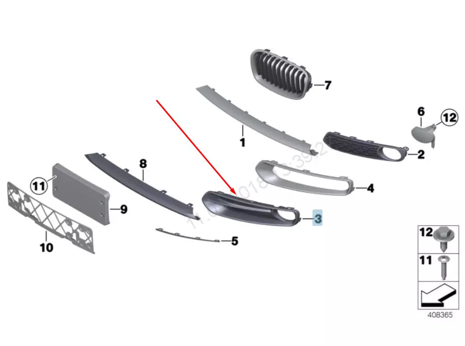 NEW BMW 2 F22 RIGHT FOG LIGHT CLOSED GRILLE SPORT 51117343732 2015 ORIGINAL