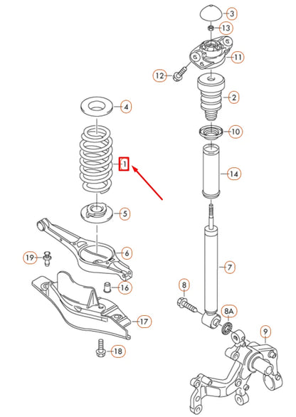 NEW VOLKSWAGEN GOLF 5K MK6 REAR AXLE COIL SPRING 1K0511115BF ORIGINAL