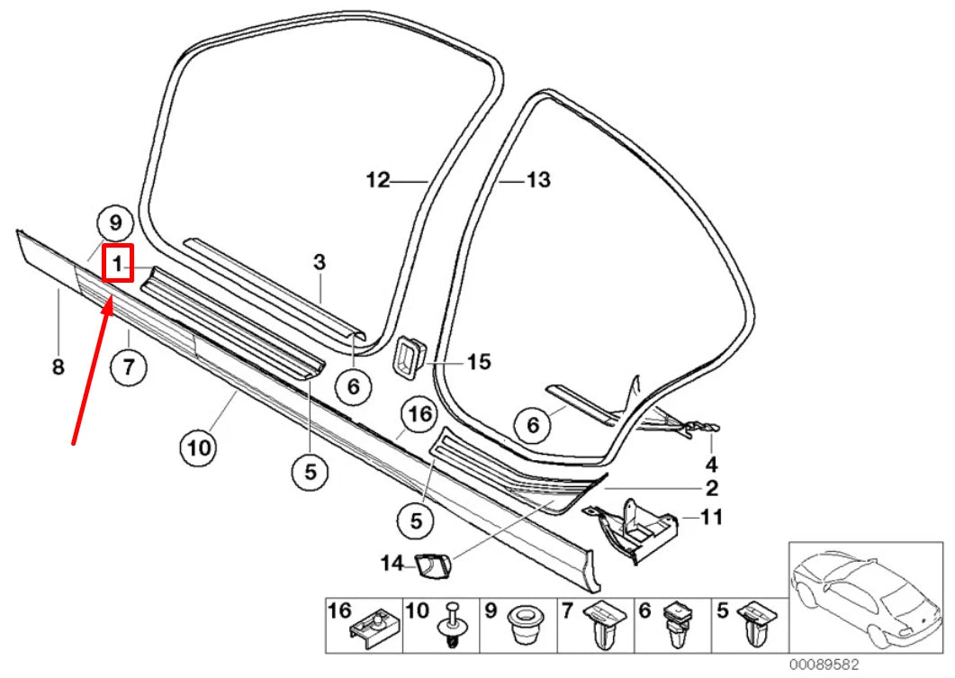 NEW BMW 3 E46 FRONT RIGHT DOOR SILL TRIM 51478219186 8219186 ORIGINAL
