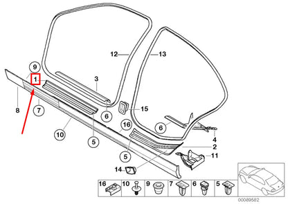 NEW BMW 3 E46 FRONT RIGHT DOOR SILL TRIM 51478219186 8219186 ORIGINAL