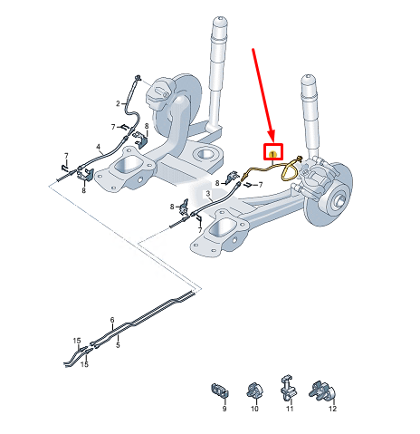 new vw caddy sb mk4 rear left brake line 5r3614749c original