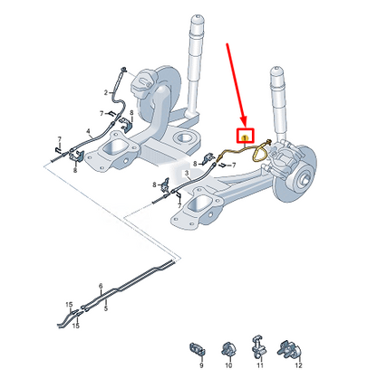 new vw caddy sb mk4 rear left brake line 5r3614749c original