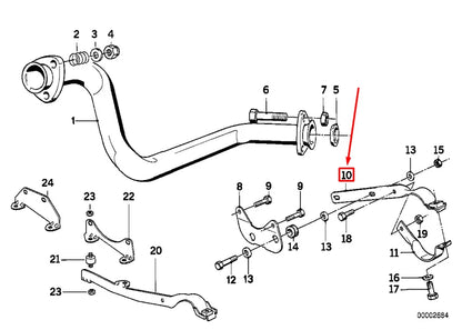 NEW BMW 3 E30 FRONT EXHAUST SUPPORT 18202242227 2242227 ORIGINAL