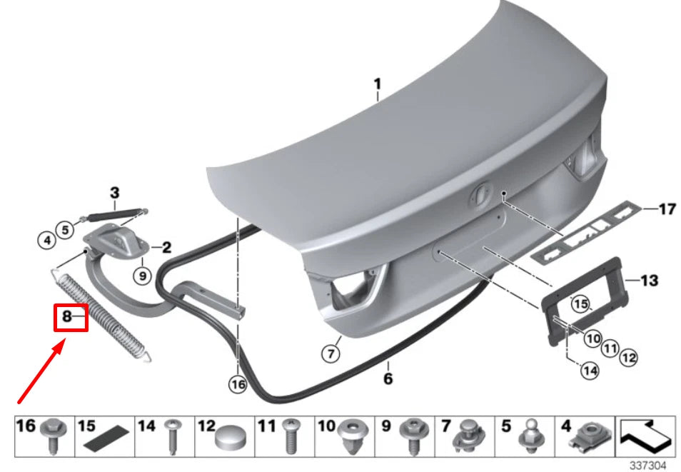 NEW BMW 4 COUPE F32 TAILGATE TENSION SPRING 51247295203 7295203 ORIGINAL