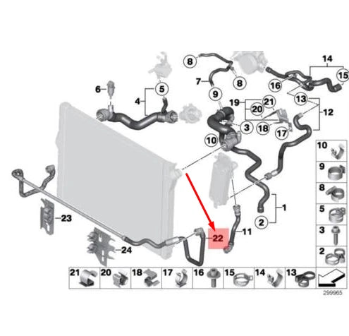 NEW BMW 5 F10 RADIATOR COOLANT HOSE 17127582894 7582894 ORIGINAL