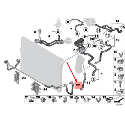 NEW BMW 5 F10 RADIATOR COOLANT HOSE 17127582894 7582894 ORIGINAL