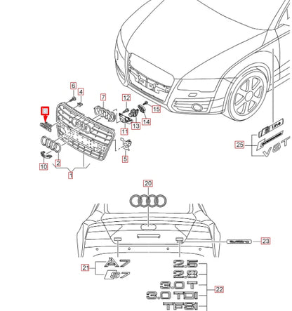 NEW AUDI A7 4GA FRONT BUMPER GRILLE EMBLEM BADGE 4G8853736A 2ZZ