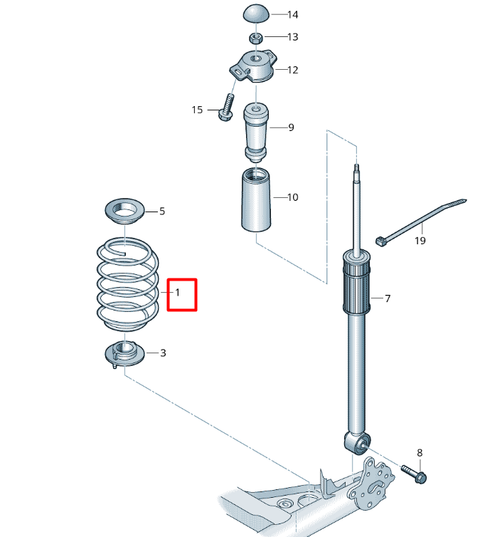 new volkswagen t-cross c11 rear left coil spring 2q0511121bp original