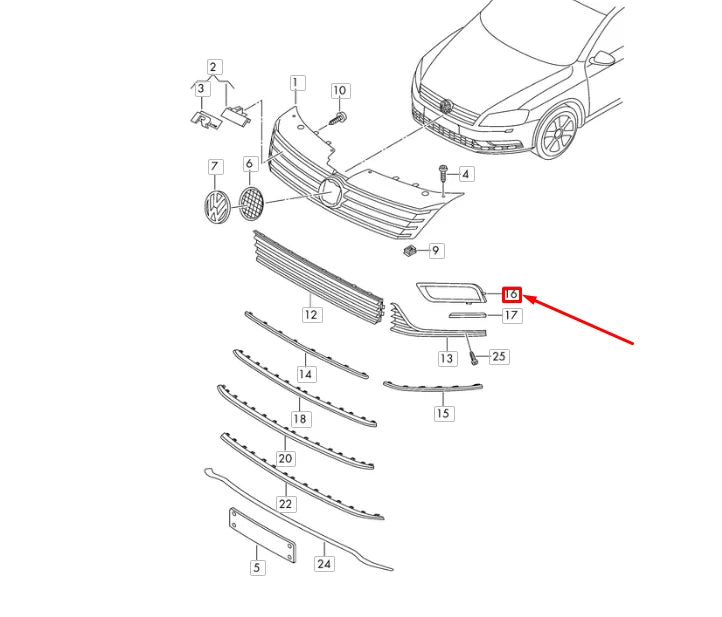 NEW VOLKSWAGEN PASSAT B7 R-LINE FRONT BUMPER LEFT TRIM 3AA853211B041