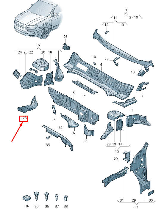 new skoda kodiaq ns front left reinforcement plate 5qf803490 original