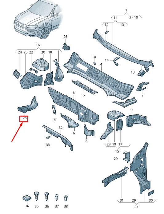 new skoda kodiaq ns front left reinforcement plate 5qf803490 original