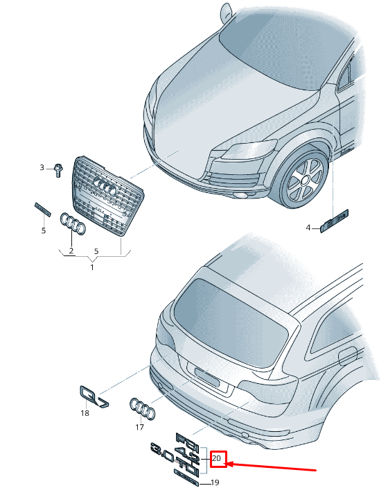 new audi q5 8r rear trunk lid inscription 4l08537442zz 4l0853744 2zz original