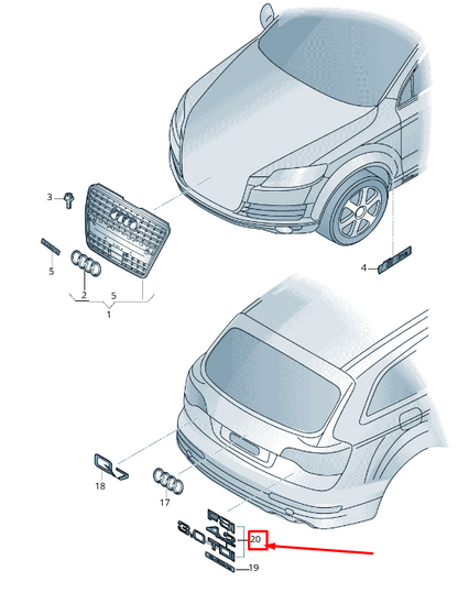new audi q5 8r rear trunk lid inscription 4l08537442zz 4l0853744 2zz original