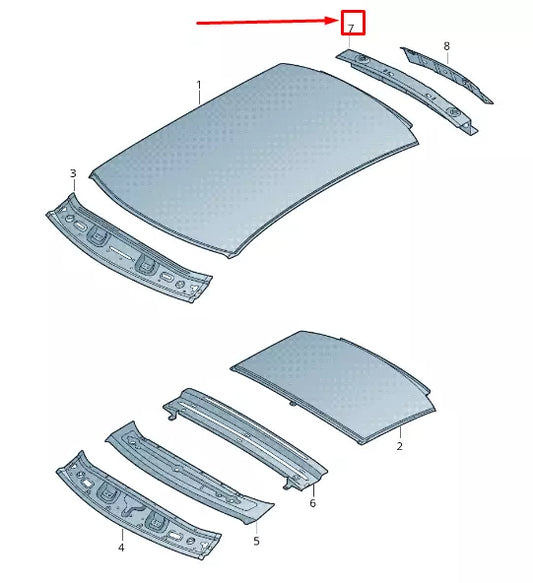 NEW AUDI RS3 REAR UPPER ROOF FRAME 8V4817566A
