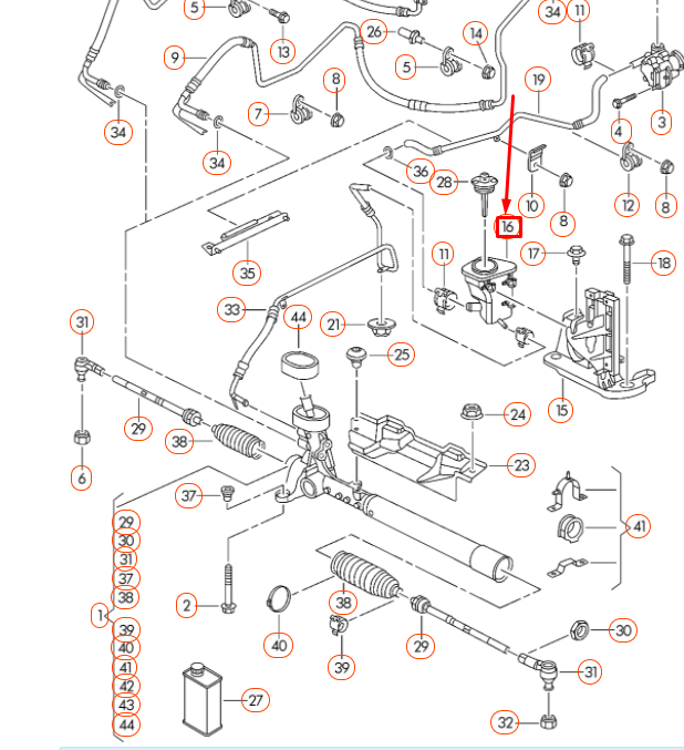 NEW VOLKSWAGEN JETTA A6 POWER STEERING RESERVOIR TANK 5C0422371 ORIGINAL