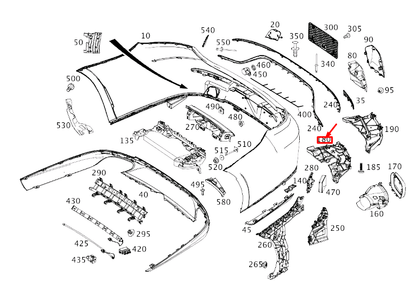 new mercedes-benz e c238 rear left exhaust tail pipe bracket a2388850501