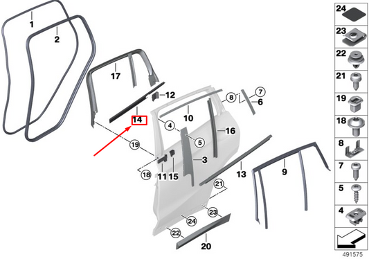 new bmw x4 f98 rear right door shaft cover 51357433108 original