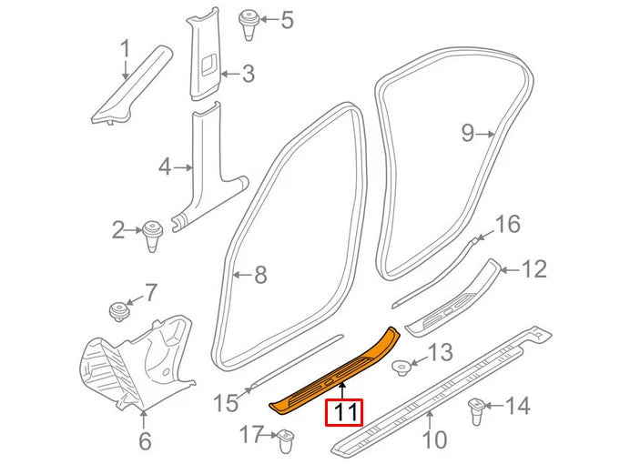 NEW BMW 5 E39 FRONT LEFT DOOR STILL COVER 51478159933 2000 ORIGINAL