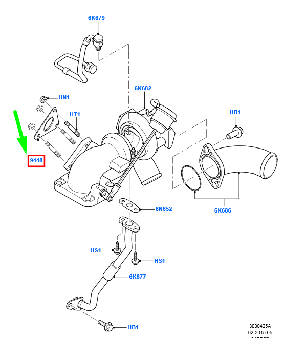 new ford transit mk4 turbocharger gasket 1505921 6c1q-9l461-ac original