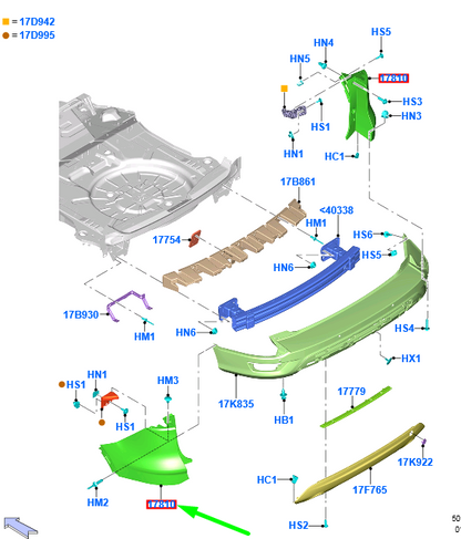 new ford kuga mk2 rear left side bumper bar extension 1948976 original