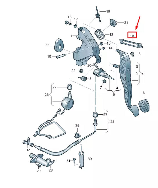 NEW VW TRANSPORTER VI T6 CLUTCH PEDAL ANGLE 7E0721287