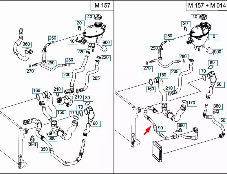 NEW MERCEDES-BENZ CLS C218 COOLANT HOSE A2125010164 ORIGINAL