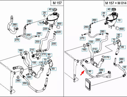 NEW MERCEDES-BENZ CLS C218 COOLANT HOSE A2125010164 ORIGINAL