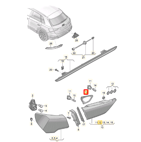 new audi q3 f3 sportback rear right taillight seal 83a945192 original