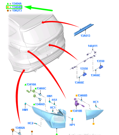 new ford kuga mk2 c520 rear right inner taillight 2070888 cv44-13a602-ah