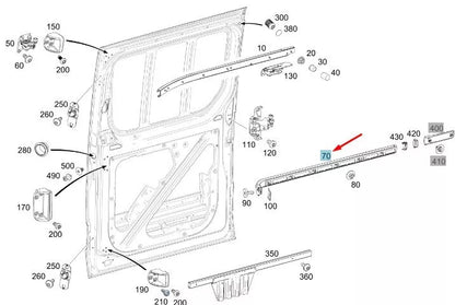 NEW MB SPRINTER 907 REAR SLIDING DOOR LEFT CENTER GUIDE RAIL A9107660700