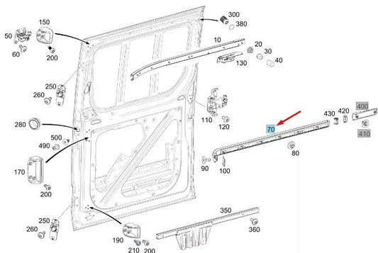NEW MB SPRINTER 907 REAR SLIDING DOOR LEFT CENTER GUIDE RAIL A9107660700