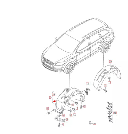NEW AUDI Q7 4L FRONT RIGHT FENDER LINER SPLASH SHIELD 4L0809962E