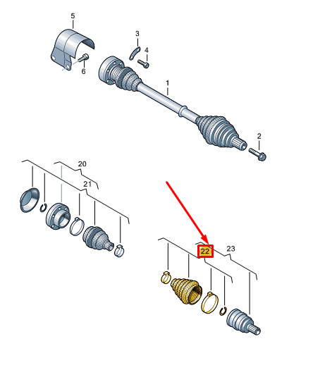 new vw caddy sb mk4 front outer drive axle joint boot 5qm498203d original